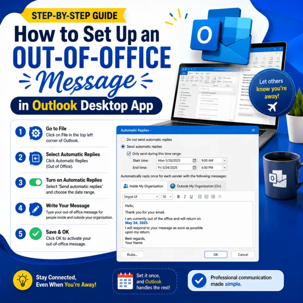 How to Set Up an Out-of-Office Message in Outlook Desktop App