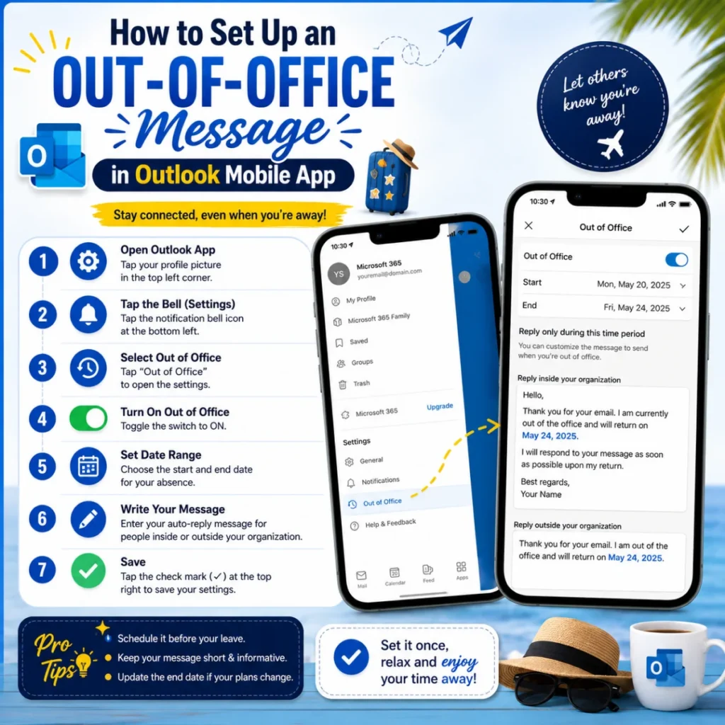 How to Set Up an Out-of-Office Message in Outlook Mobile App