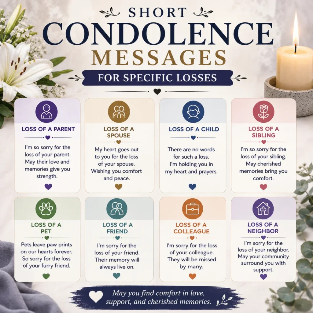 Short Condolence Messages for Specific Losses