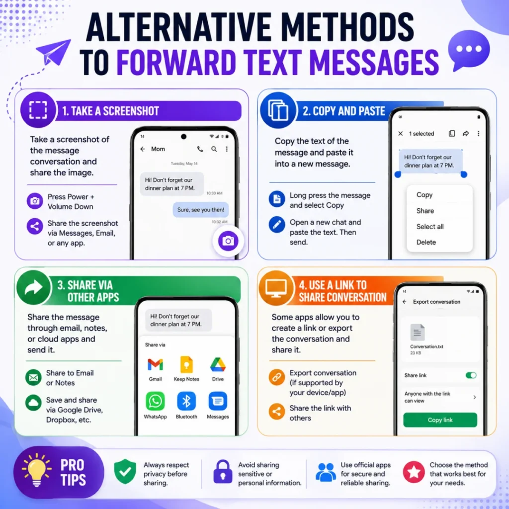 Alternative Methods to Forward Text Messages