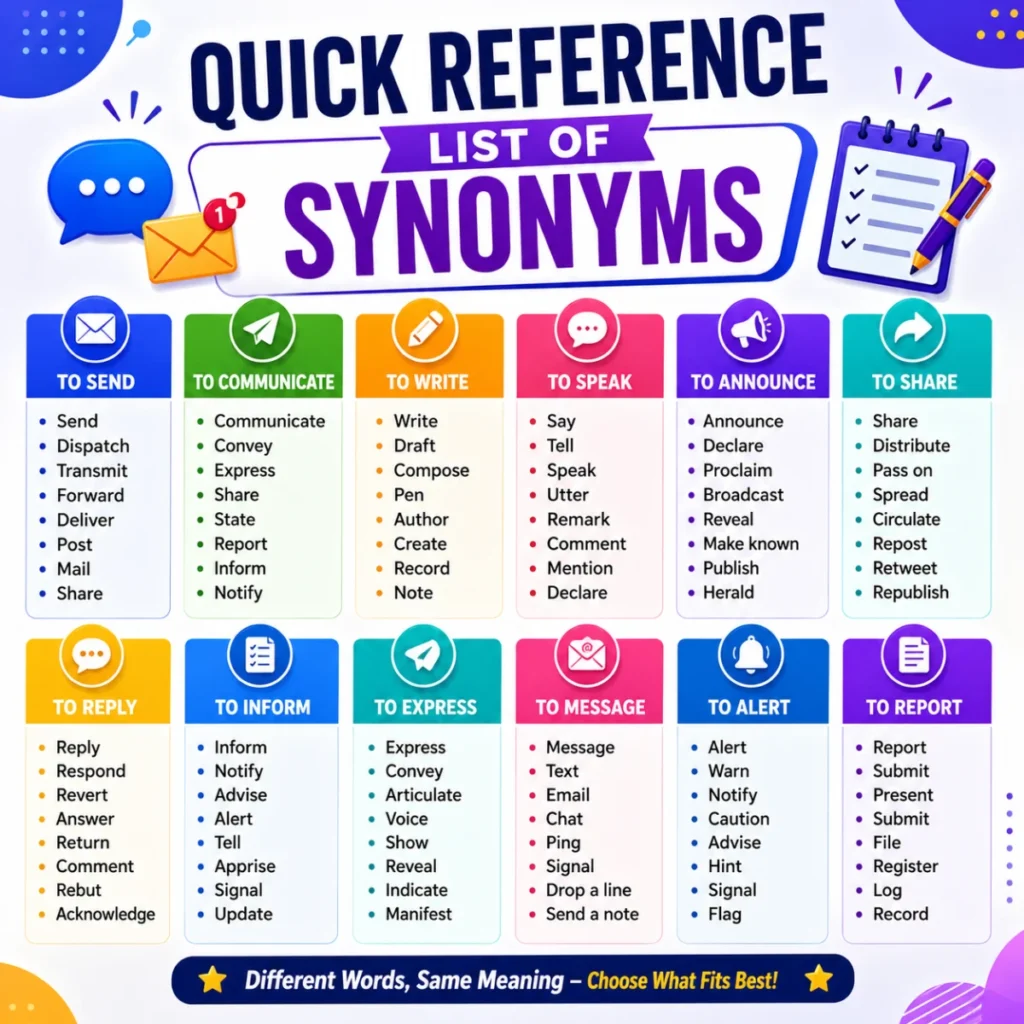 Quick Reference List of Synonyms