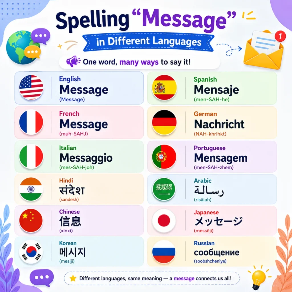 Spelling Message in Different Languages